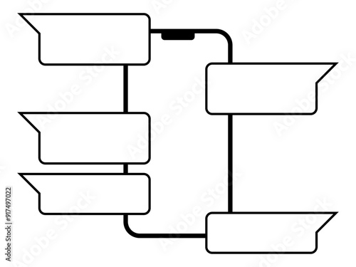 シンプルなスマートフォンチャットイメージA：黒線