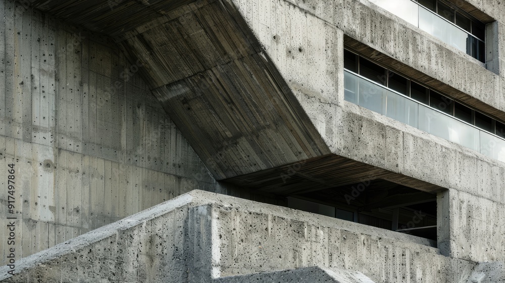 Detail of brutalist concrete building design Detail of brutalist concrete building design