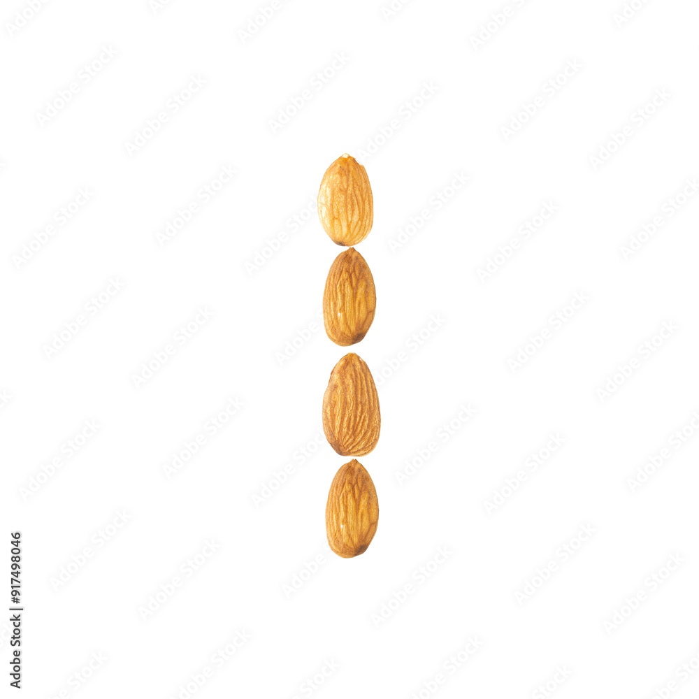 letter I written with almonds