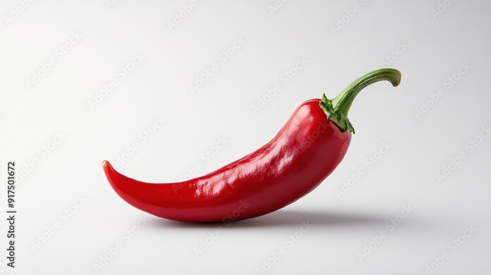 A bunch of red peppers are laying on a white background A bunch of red peppers are laying on a white background