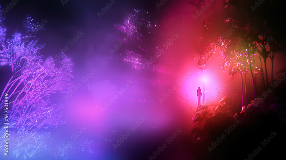 Mystical Forest Path with Neon Lights and Glowing Flora Mystical Forest Path with Neon Lights and Glowing Flora