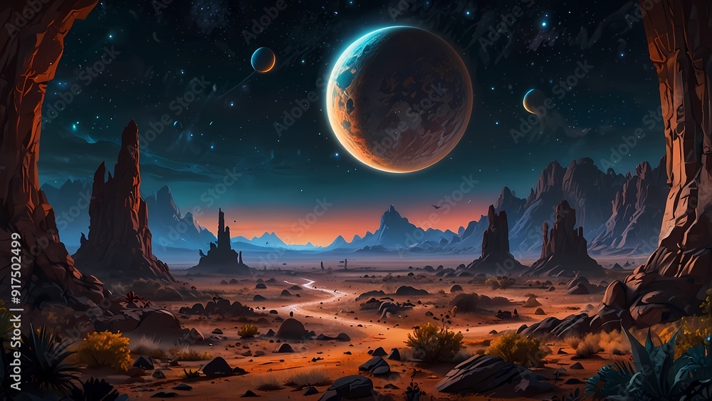 Alien Planet Landscape with Otherworldly Terrain and Exotic Flora – A ...