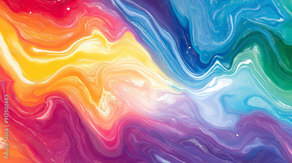 Fototapeta premium Vibrant rainbow marbled paper background