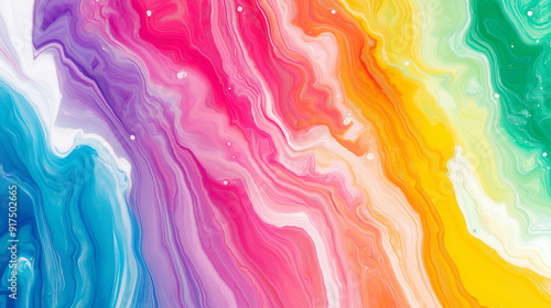 Vibrant rainbow marbled paper background