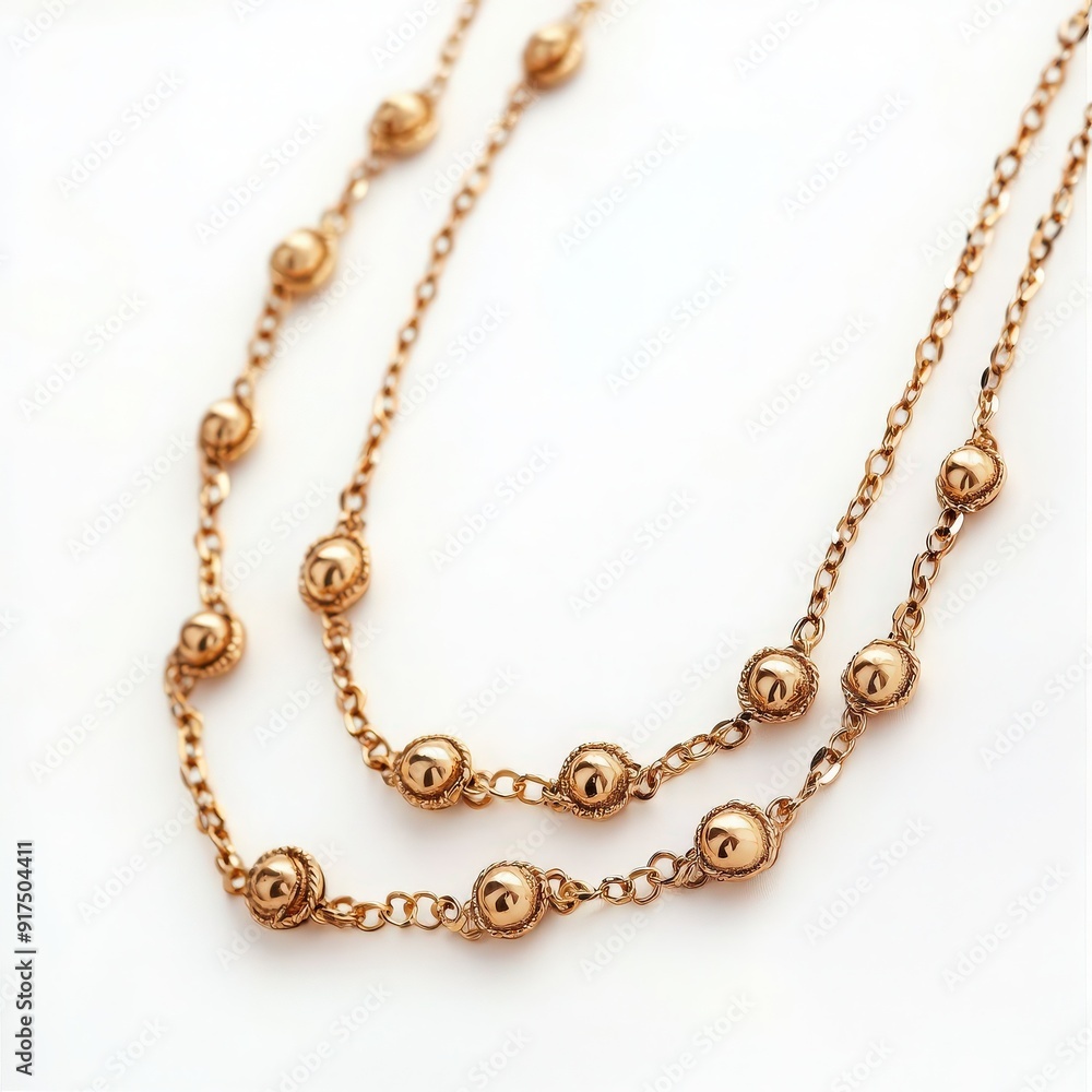 Elegantly crafted gold necklace with intricate bead details, perfect for adding a touch of sophistication to any outfit. Elegantly crafted gold necklace with intricate bead details, perfect for adding a touch of sophistication to any outfit.