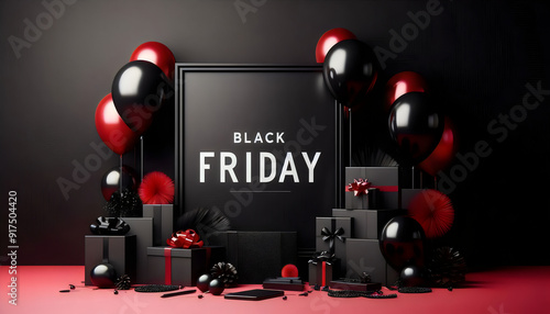 Red and Black Balloons with Coordinated Gifts for Events