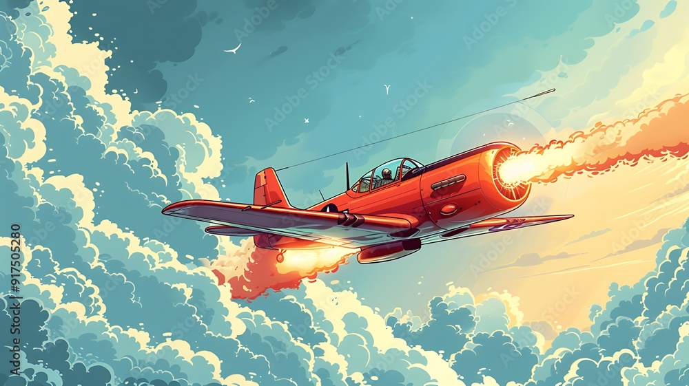 cartoon illustration of aeroplane fighter cartoon illustration of aeroplane fighter