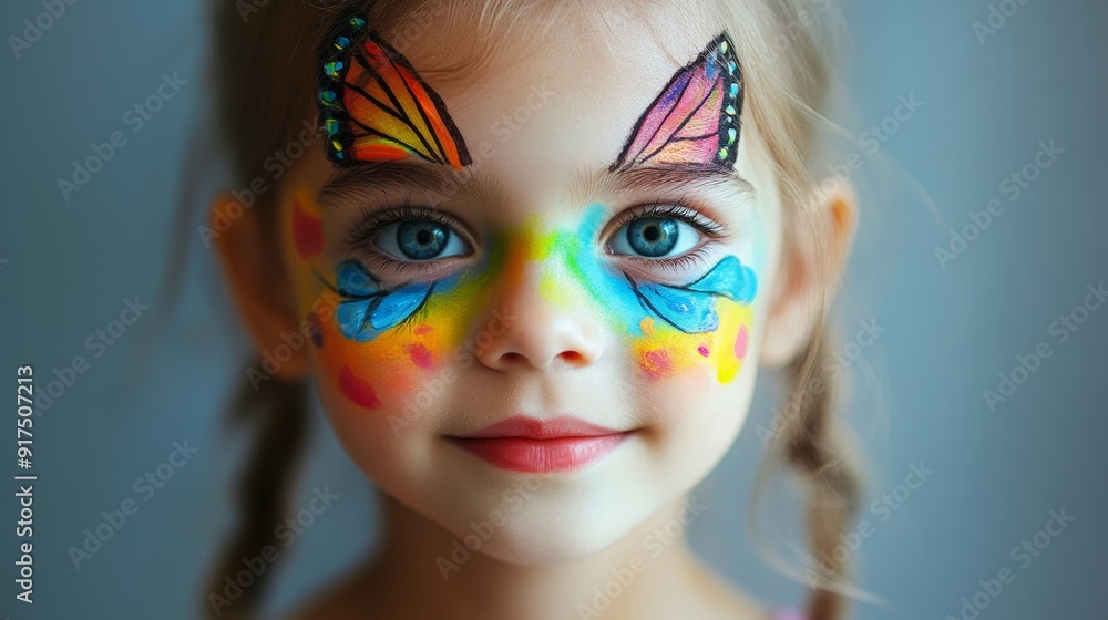 Little Girl Enjoys Halloween Face Painting Little Girl Enjoys Halloween Face Painting