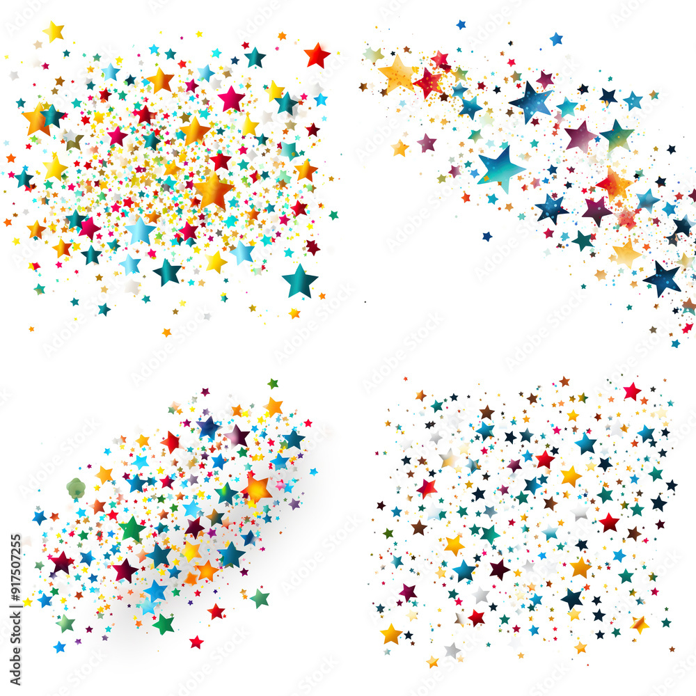 A Colorful Scatter of Stars on a White Background. A Colorful Scatter of Stars on a White Background.