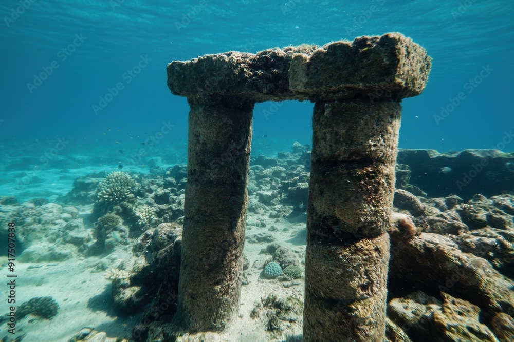 Fototapeta premium Underwater ruins in a tropical ocean