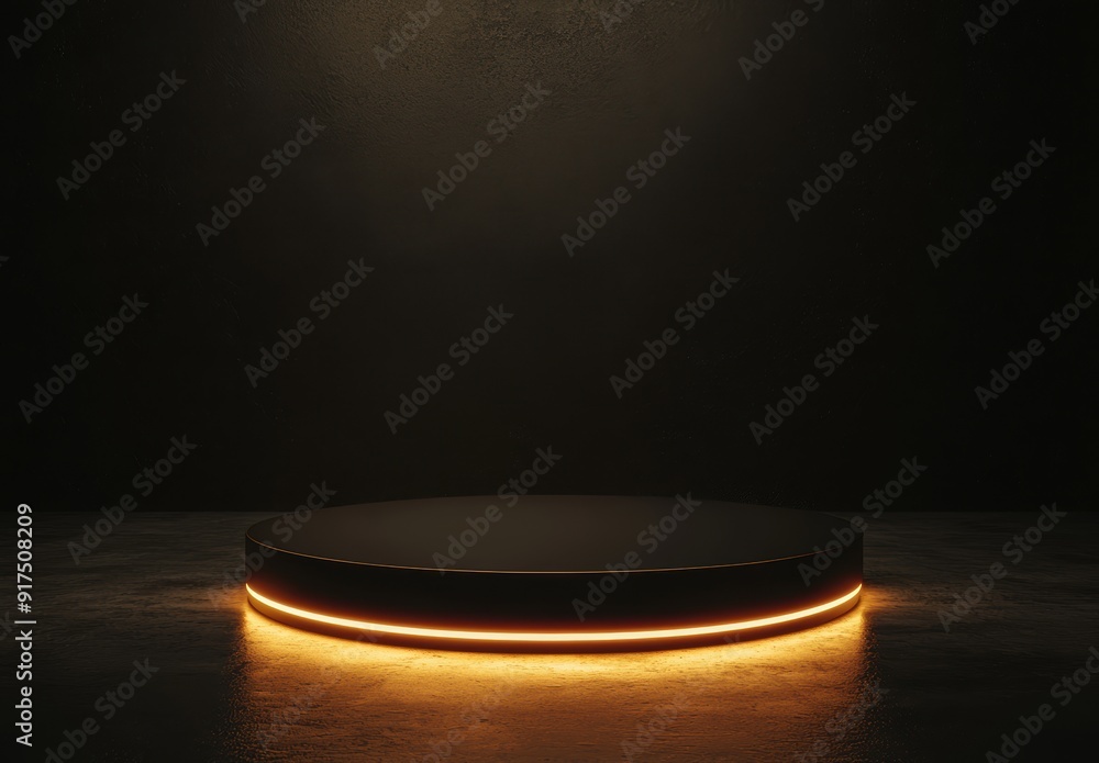 Glowing platform in dark room Glowing platform in dark room