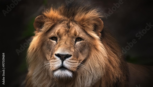 portrait of a beautiful lion lion in the dark oil paints soft lines