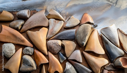 miocene shark tooth fossils found on a chesapeake bay beach in southern maryland calvert county mid atlantic usa photo