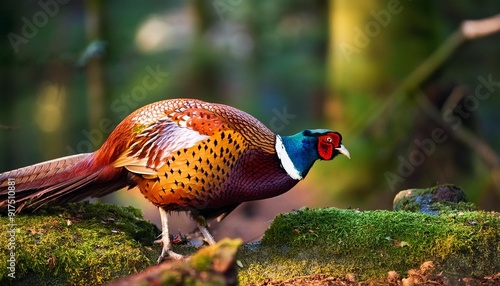 swinhoe s pheasant in the forest photo