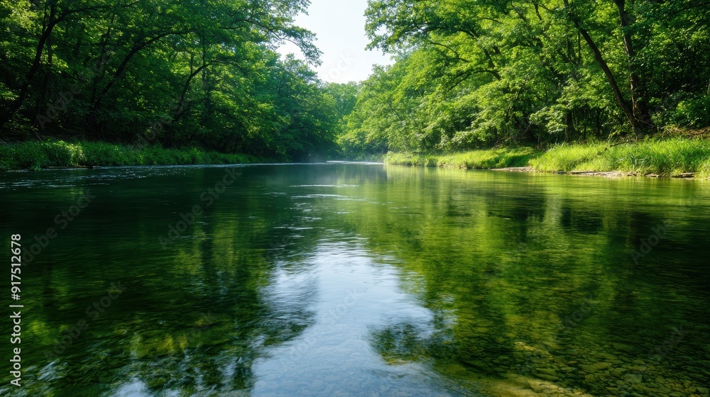 Serene forest river landscape Serene forest river landscape