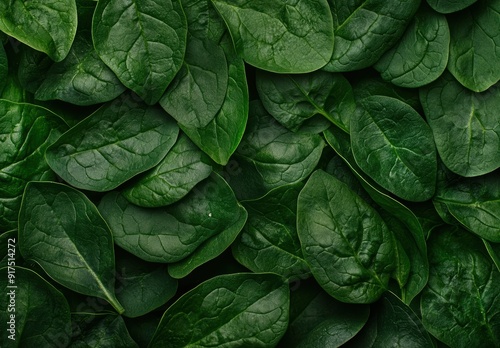 Lush green spinach leaves