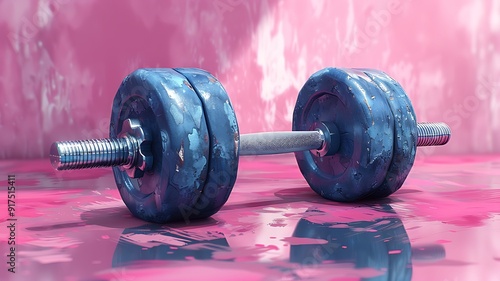 cartoon illustration of dumbbells on floor for gym theme