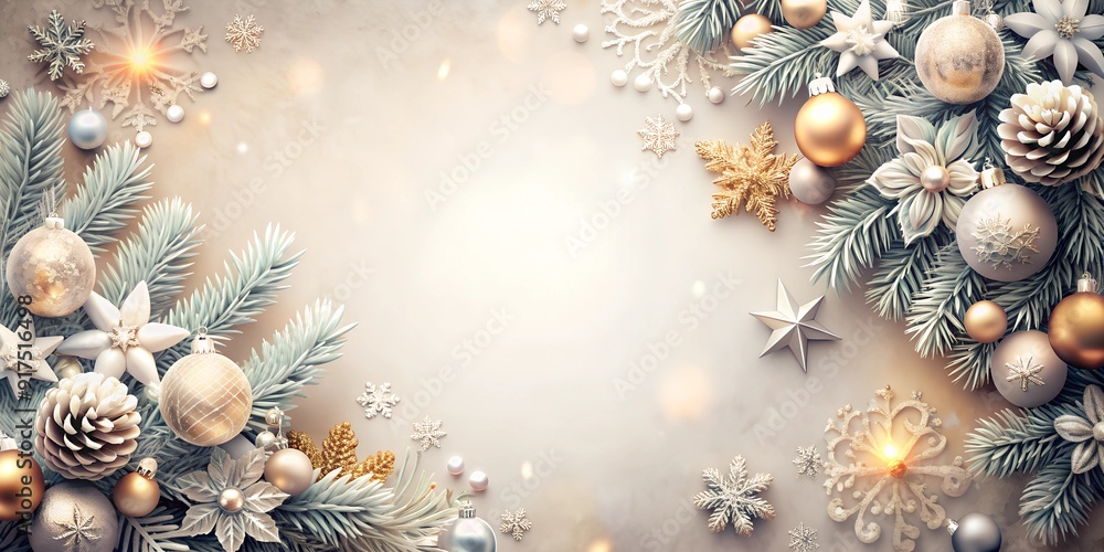 Obraz premium christmas background with branches and balls