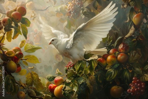 Fototapeta Naklejka Na Ścianę i Meble -  Fruits of the Holy Spirit. Vibrant and Symbolic Fruit Illustrations