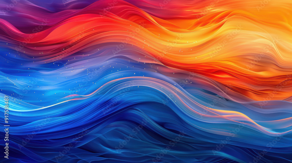 Abstract ocean waves, flowing lines in red, orange Abstract ocean waves, flowing lines in red, orange