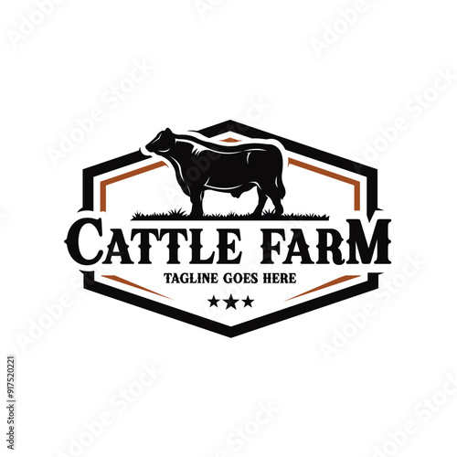 Cattle farm logo template vector isolated. Best for livestock related industry logo