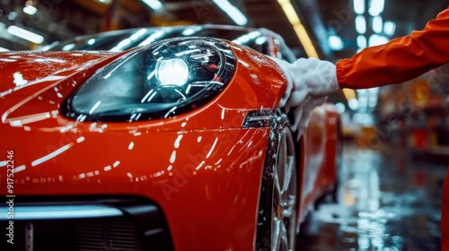 Wallpaper Mural The gleaming sports car is washed by hand in a clean garage, emphasizing precision and accuracy. Torontodigital.ca