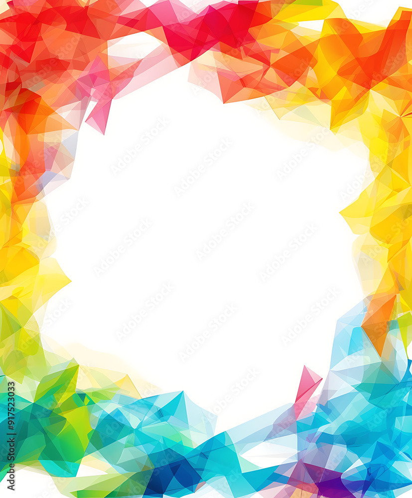 Abstract Colorful Polygonal Frame with White Background - Perfect for Design Projects Abstract Colorful Polygonal Frame with White Background - Perfect for Design Projects