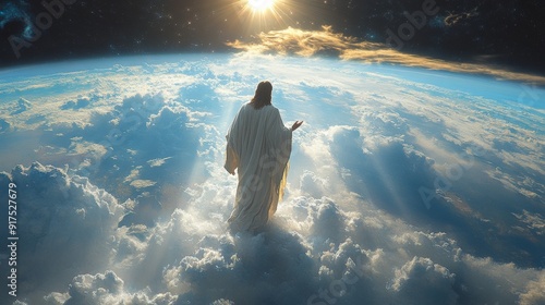Jesus watching over the earth from space