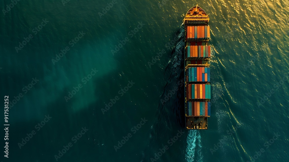 Cargo Ship Sailing On A Deep Blue Sea Cargo Ship Sailing On A Deep Blue Sea