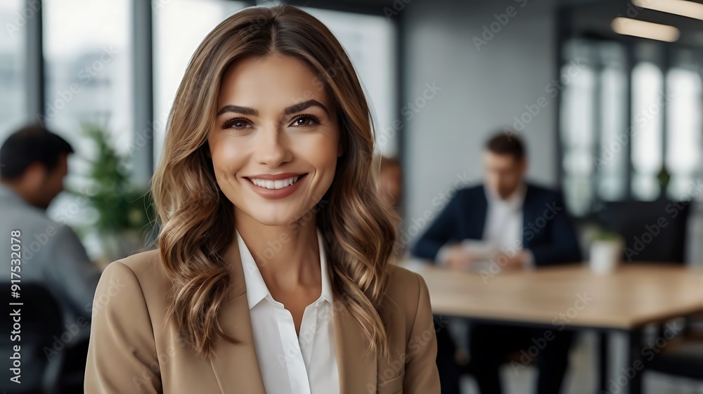 Smiling Creative Business Woman Displaying Confidence and Innovation in a Professional Work Environment, Exemplifying Modern Leadership and Entrepreneurial Spirit