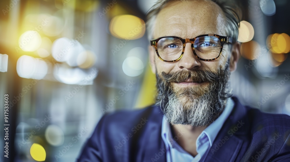Confident Man with Glasses and Beard Confident Man with Glasses and Beard
