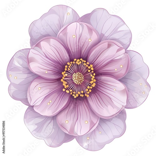 artistic purple pink flower illustration isolated on a white background