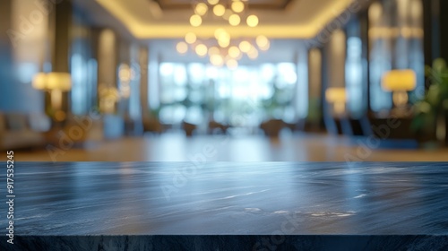 Wallpaper Mural Empty hotel lobby table top with blurred hotel background Torontodigital.ca