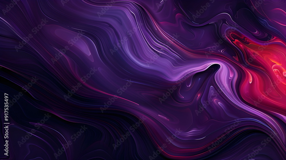 Abstract waves in iridescent dark purple shades, in futuristic holographic colors. Iridescent shapes, holographic texture. Banner background with space for text Abstract waves in iridescent dark purple shades, in futuristic holographic colors. Iridescent shapes, holographic texture. Banner background with space for text
