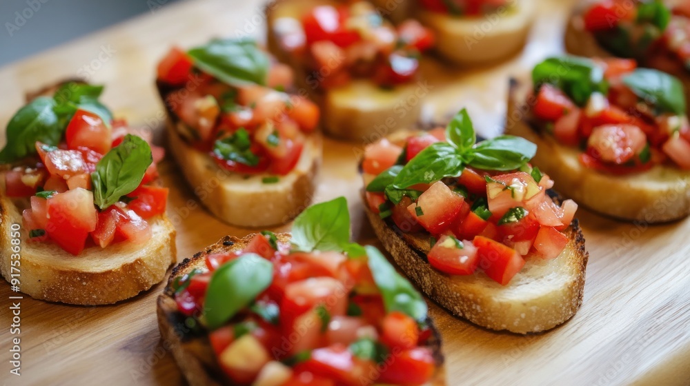 Appetizing Italian Bruschetta with Fresh Tomatoes and Basil Appetizing Italian Bruschetta with Fresh Tomatoes and Basil