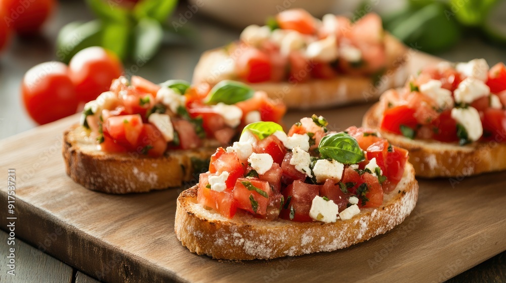 Delicious Bruschetta with Tomatoes and Feta Delicious Bruschetta with Tomatoes and Feta