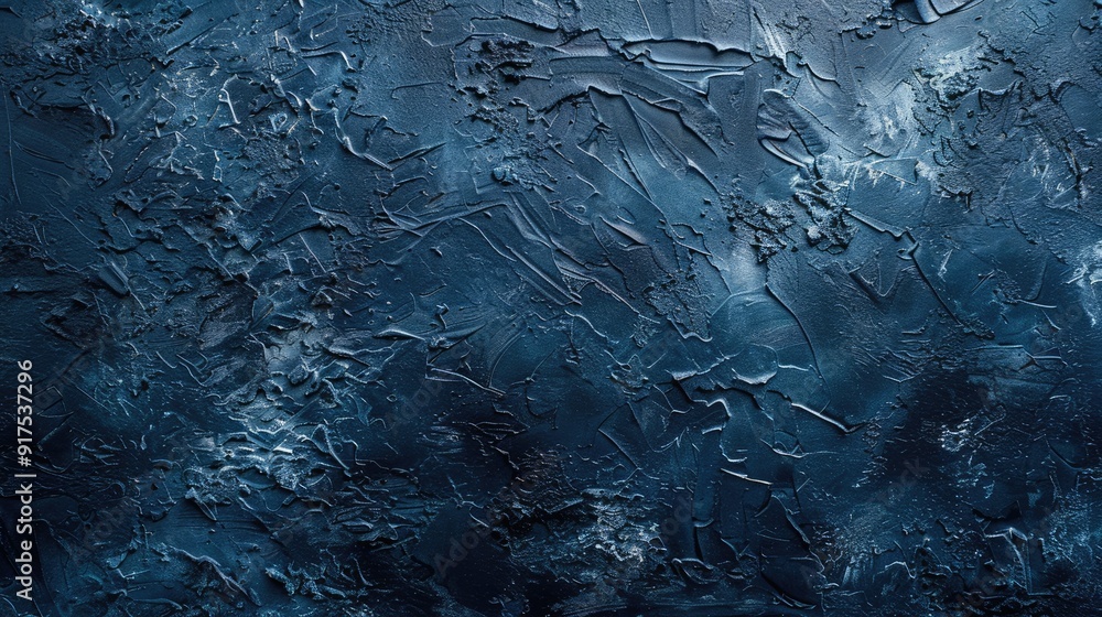 Obraz premium Abstract dark navy stucco wall background with rough texture and space for design.