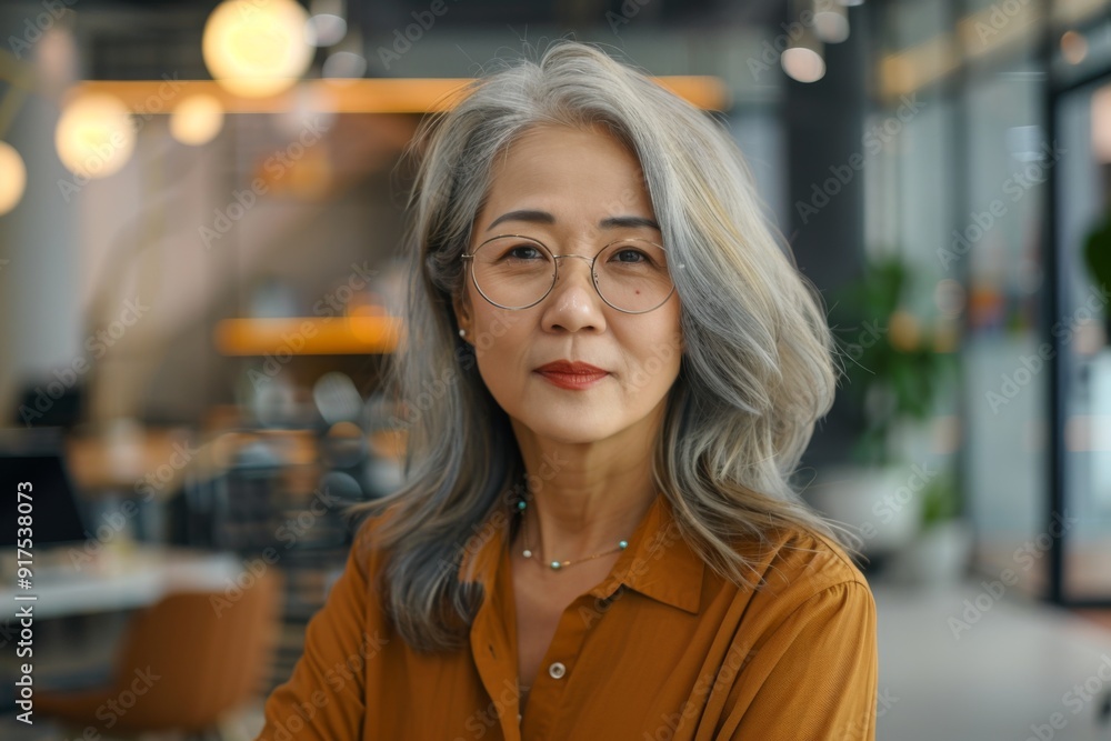 Portrait of a middle aged woman in startup company office Portrait of a middle aged woman in startup company office