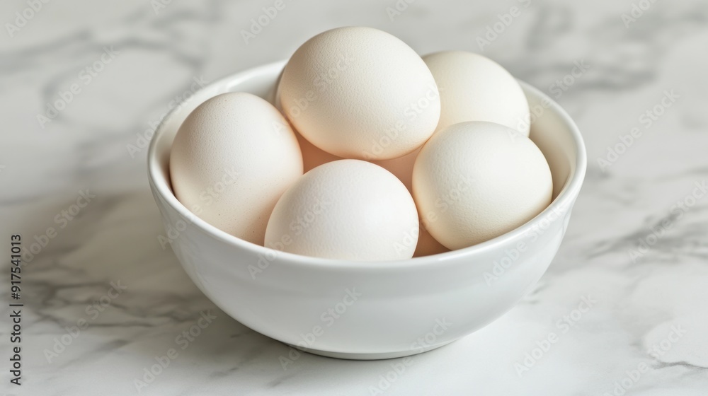 White Eggs in a Bowl on Marble White Eggs in a Bowl on Marble