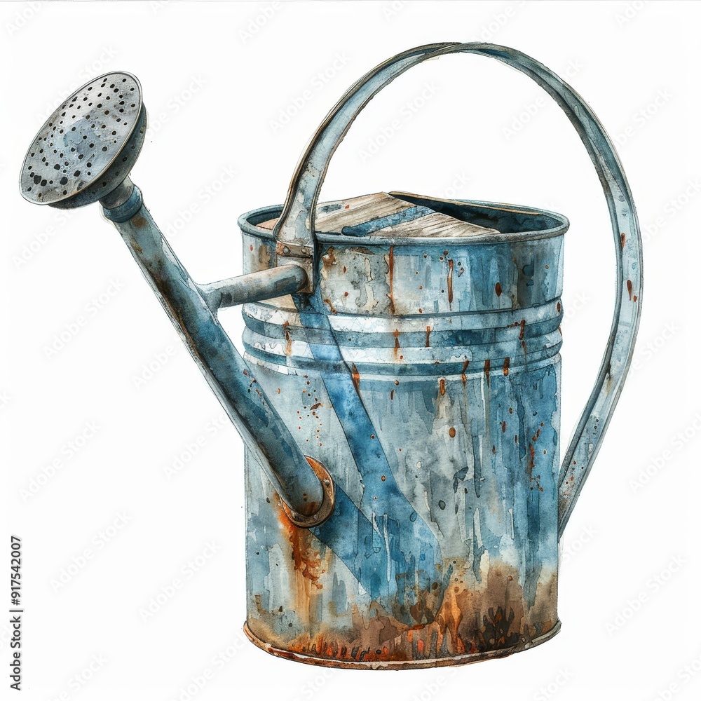 Rustic Watercolor Watering Can Clipart on White Background Rustic Watercolor Watering Can Clipart on White Background