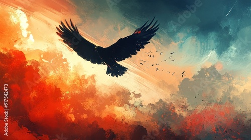 Wallpaper Mural A Bird Soaring Through the Dramatic Sky Torontodigital.ca