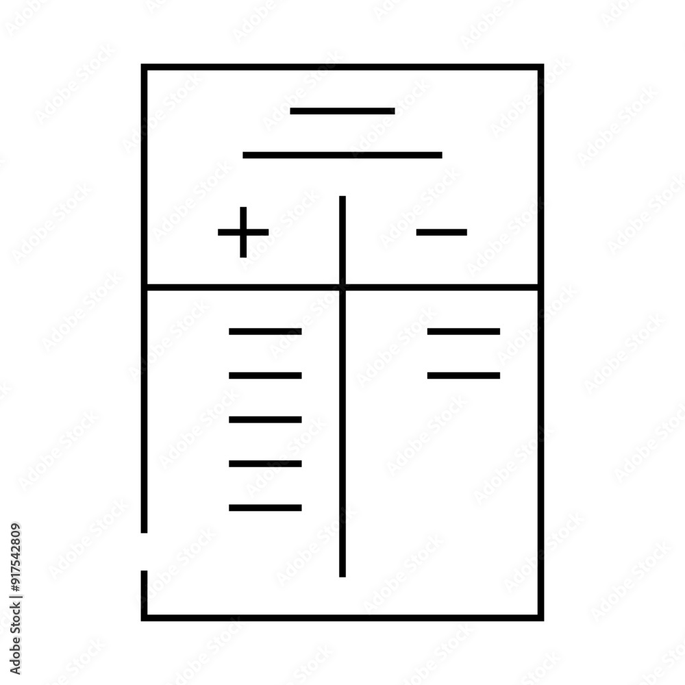 pros and cons line icon vector. pros and cons sign. isolated contour symbol black illustration pros and cons line icon vector. pros and cons sign. isolated contour symbol black illustration