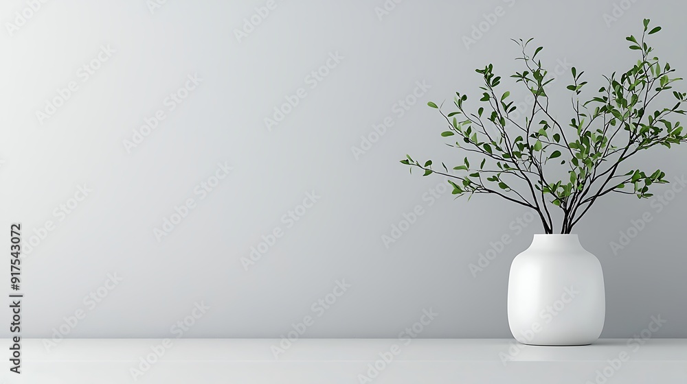 Workspace with ceramic vase, clean and simple design, neutral tones, copy space for text, Workspace with ceramic vase, clean and simple design, neutral tones, copy space for text,
