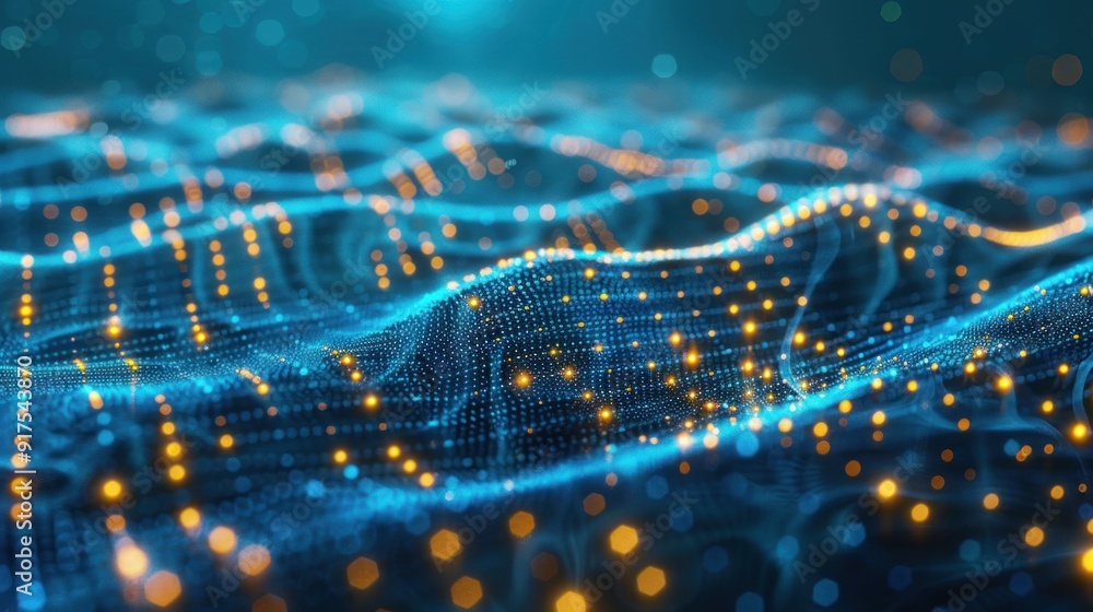 Abstract Digital Landscape with Glowing Particles Abstract Digital Landscape with Glowing Particles