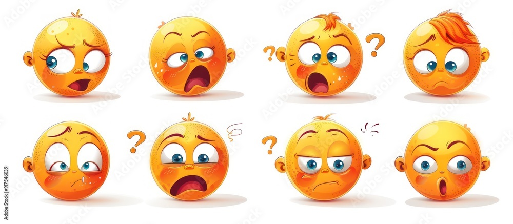 Set of Funny Emojis with Different Expressions Set of Funny Emojis with Different Expressions