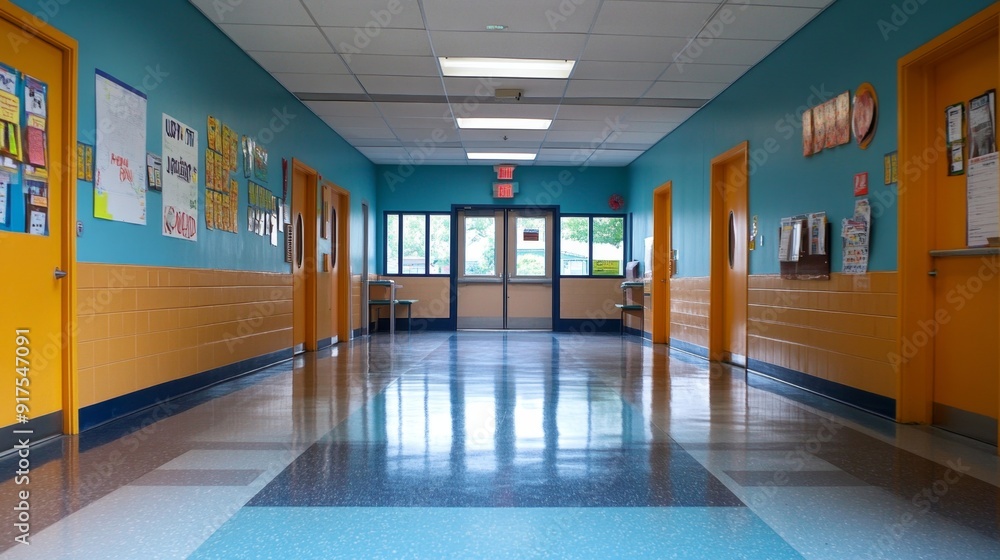 School Hallway with Bright Colors. School Hallway with Bright Colors.
