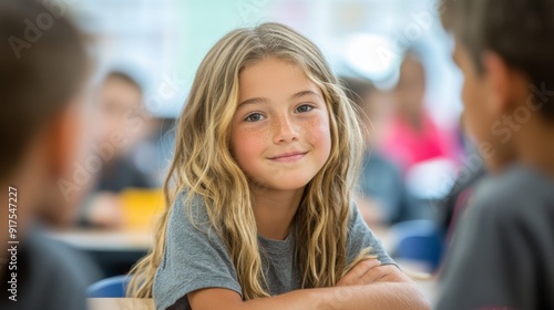Wallpaper Mural Young Girl in Classroom. Torontodigital.ca