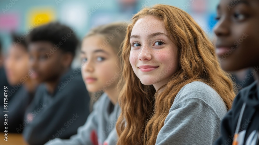 Portrait of a Smiling Girl in a Classroom. Portrait of a Smiling Girl in a Classroom.
