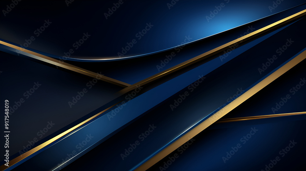 Abstract Square Technology Dark Blue Gold Gradient Background With