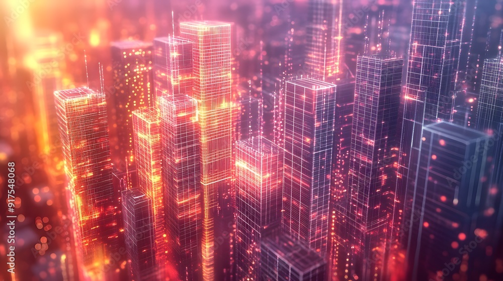 Digital Cityscape with Luminous Skyscrapers and Data Streams, Symbolizing Technological Integration in Urban Life Digital Cityscape with Luminous Skyscrapers and Data Streams, Symbolizing Technological Integration in Urban Life